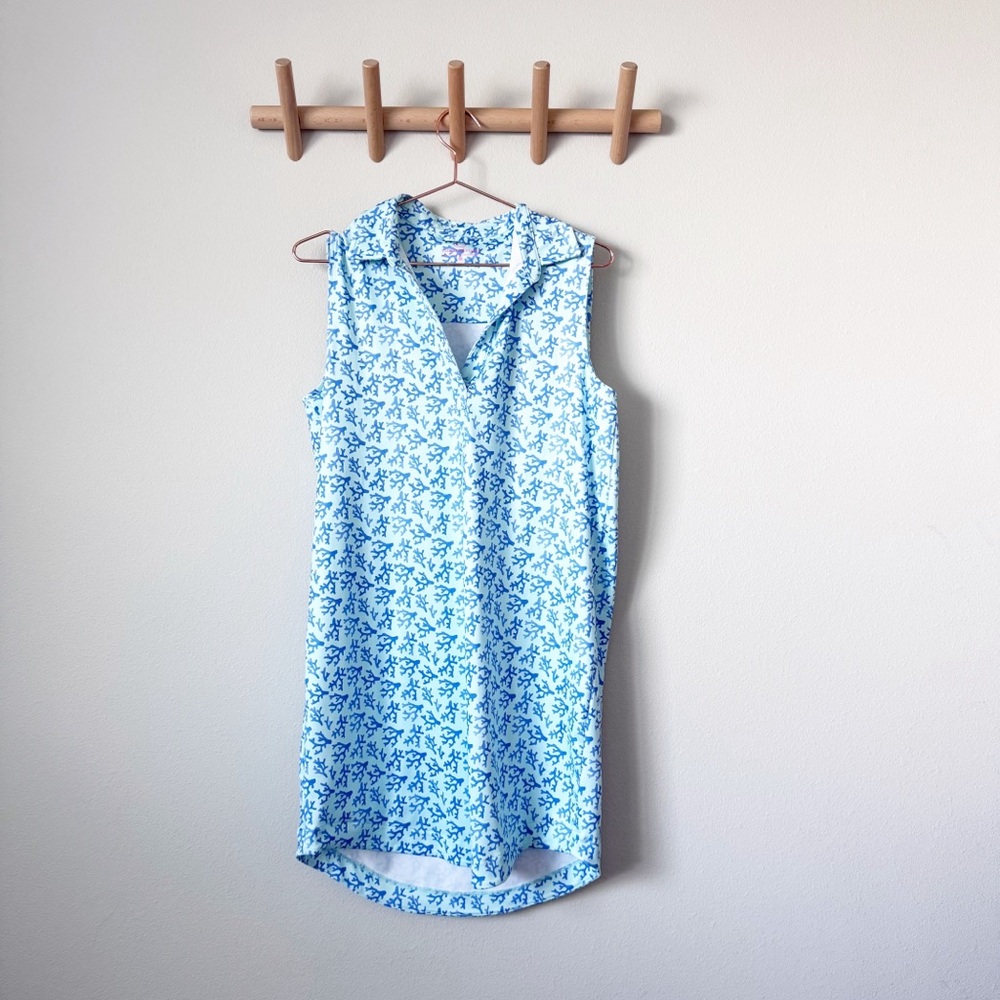 Vineyard Vines Blue Coral Print Performance Dress - Picture 2 of 12